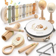Wooden Musical Instruments for Toddlers 1-3, Montessori Toys Baby Percussion ...