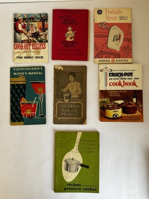Lot 7 Vtg Recipe Cookbooks Manuals Crock Pot GE Mixer Fleischmann Bread Maker