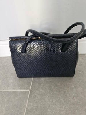 Vintage St Michael's Handtasche Tasche blau Schlangenprägung Kunstleder sehr guter Zustand