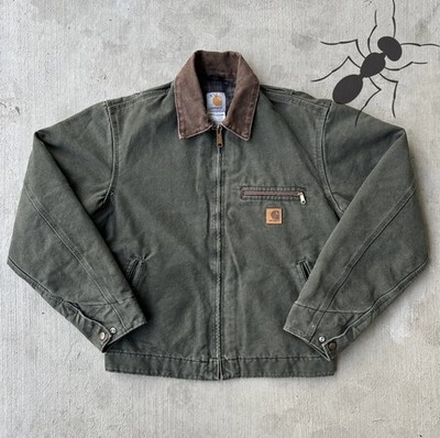 Vintage Carhartt J97 MOS Moss Green Detroit Jacket Size Small