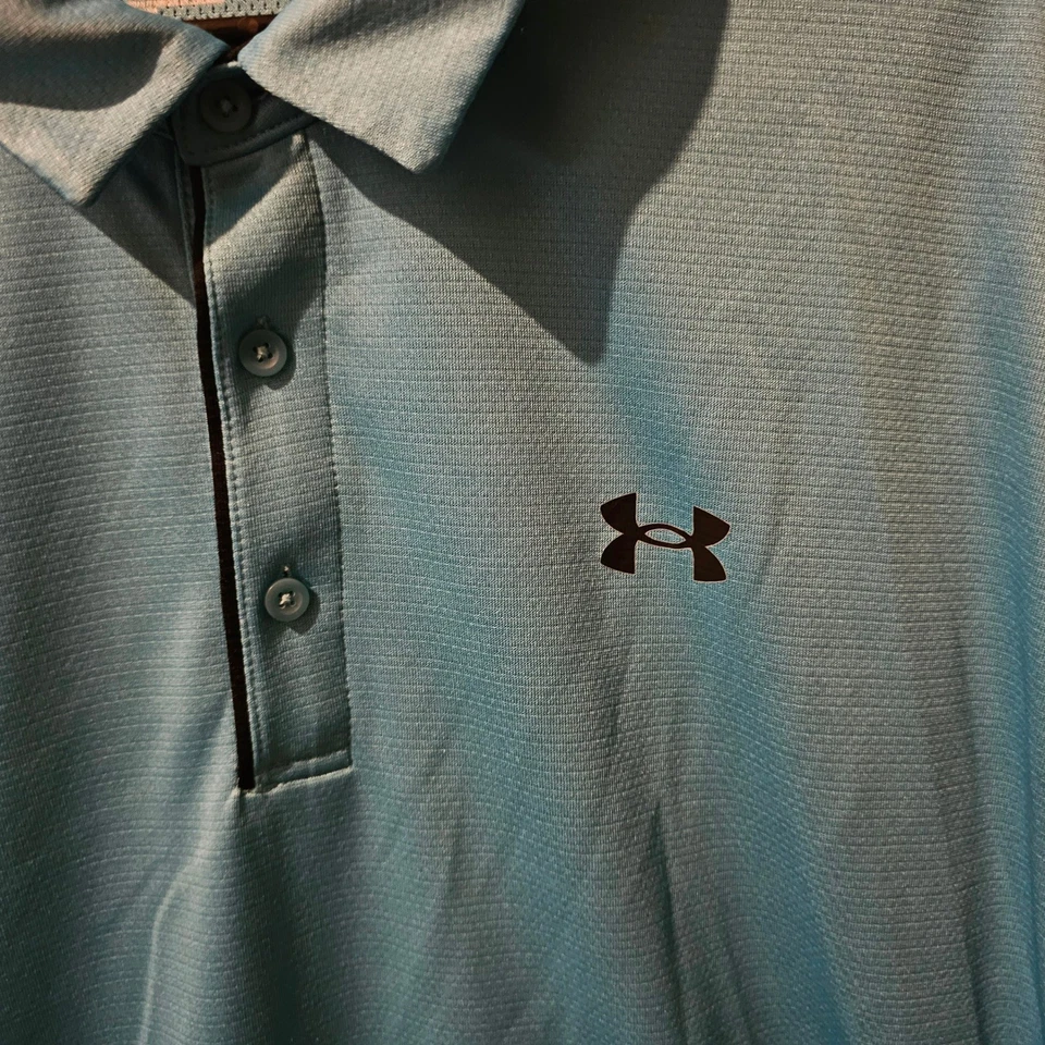 Camisa polo de golf Under Armour para hombre calce holgado azul 3XL Foto 3 de 4
