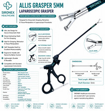 5mm Laparoscopic Allis Grasper Forceps Laparoscopy Best Instruments Reusable