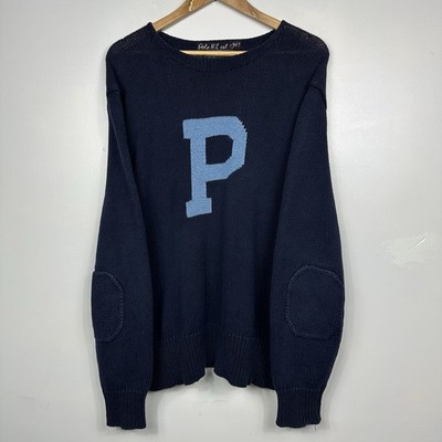 Vintage Polo Ralph Lauren Knit Jumper, Letterman Varsity P, Lo Life, Mens XXL