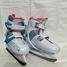 Lake Placid Nitro 8.8 Girls Adjustable Ice Skates Kids 11-13 Pink Teal White