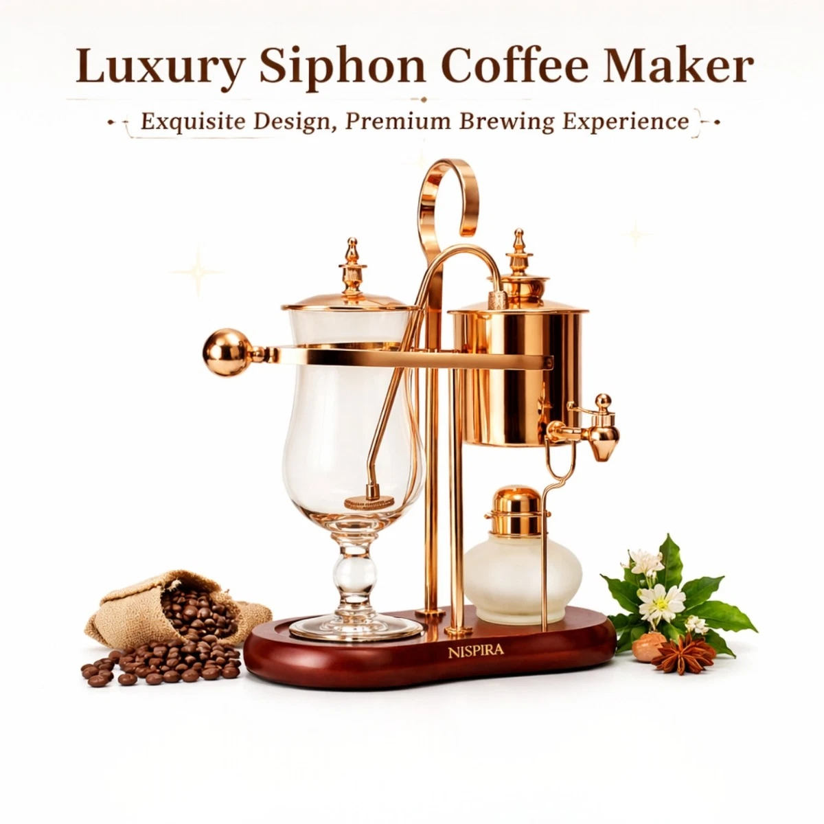 Cafetera al vacío manual de cobre vintage Belgian Balance Syphon