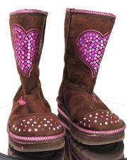 Skechers Twinkle Toes Girls US 1 Boots Pink Fur, Glitter, Brown Sparkle Fun