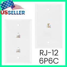 RJ12 Telephone Wall Plate 6P6C Modular Face Plate FAX Phone Line White LOT