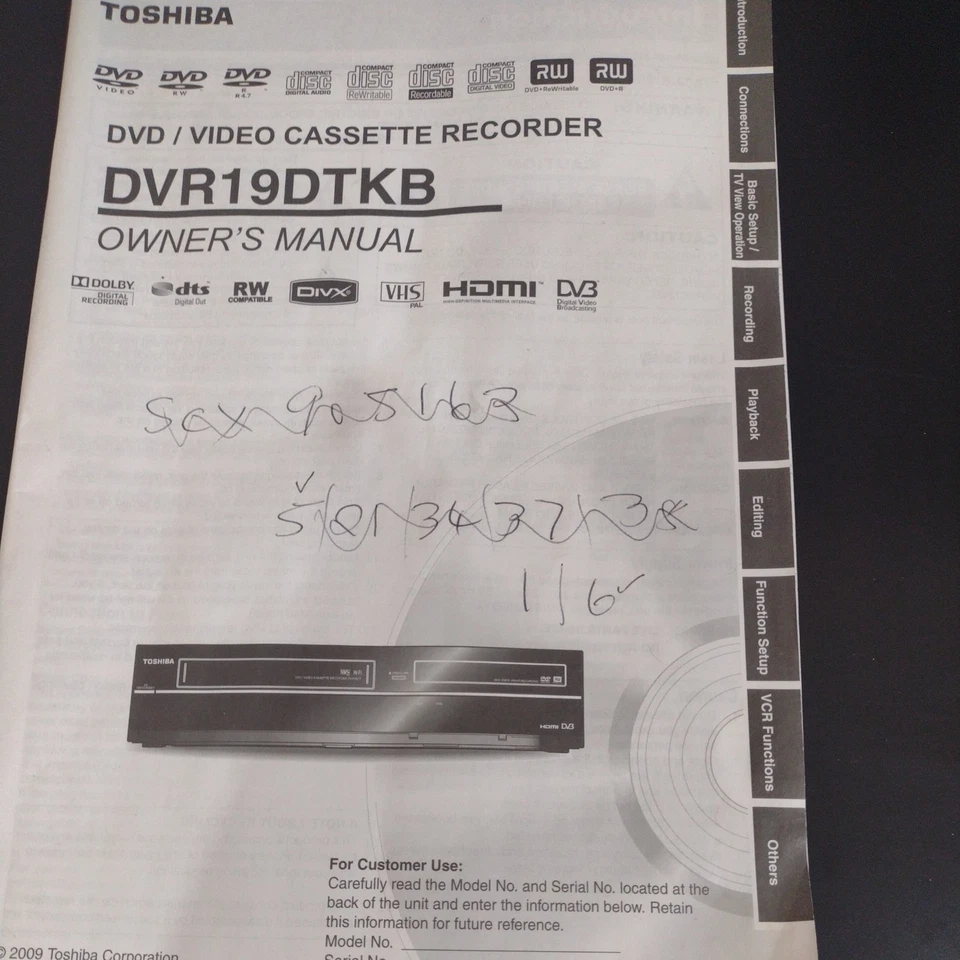 Toshiba DVR19DTKB2 DVD VHS Recorder Combo Copy VHS to DVD - Image 2 of 4