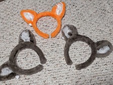 Great Wolf Lodge Souvenir Wolf Ears Headbands Plush Kids Set Of 3 Gray  Orange