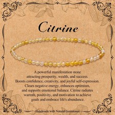 BONNY BOXX Natural Genuine Gemstone Faceted Round Beads Bracelets, 3mm