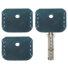 3pcs Leather Key Covers Caps Head Key Sleeve Mini Key Tags Organizer, Light Blue