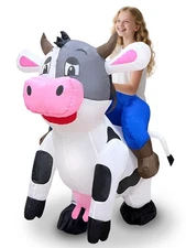 Kids Inflatable Halloween Costume, Blow Up Ride on Cow Costumes for Halloween...