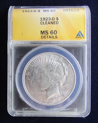 1923-D  Peace Dollar Details Cleaned MS60