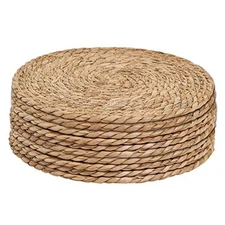 Defined Deco Woven Placemats Set of 10,12" Round Rattan 12inch Set of 10
