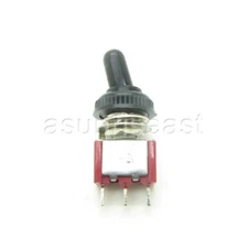 5 × Red Toggle Switch SPDT 3 Position 6mm ON-OFF-ON 3-PIN + Waterproof Cover Cap