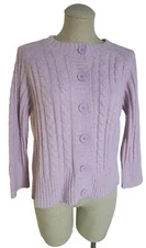NWT Nine & Co Purple Wool Angora Cable Knit Cardigan Sweater XL Preppy Luxury