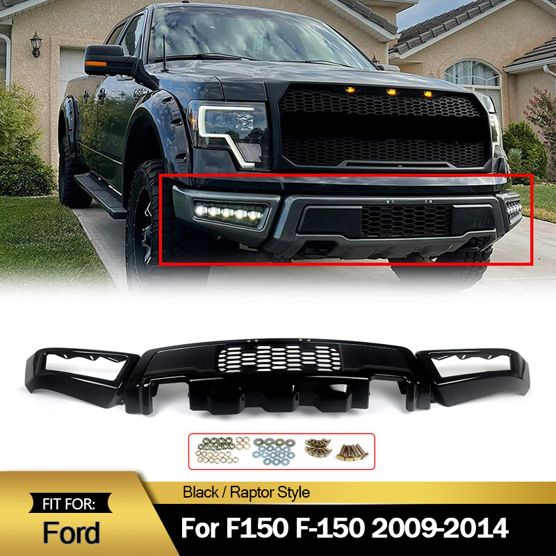 Front Bumper Kit Conversion Raptor Style For 2009-14 Ford F150 F-150 Steel Black