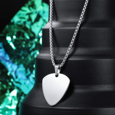 TITANIUM Guitar Pick Necklace - beautiful silver pendant