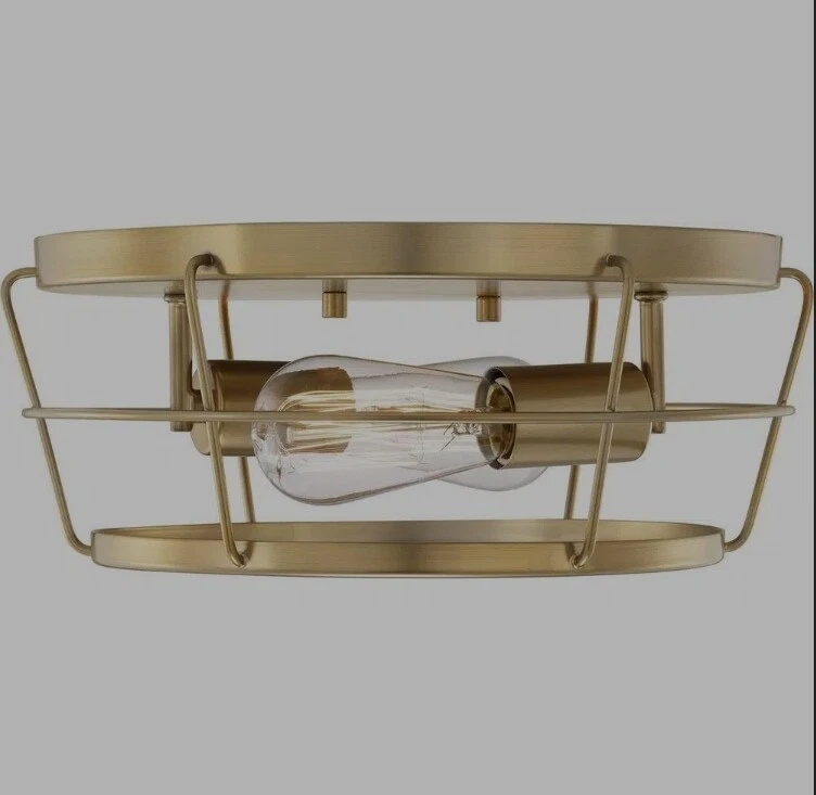 Glavin 13 in. 2 Light Champagne Bronze Flush Mount