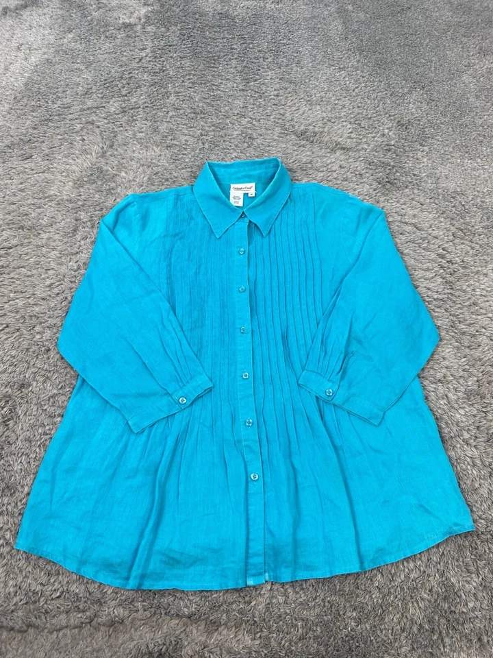 Lote de 2 blusa túnica plisada de lino mediana Coldwater Creek Top para mujer Foto 2 de 4