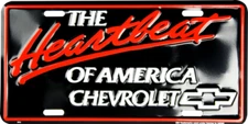 Chevrolet The Heartbeat Of America Embossed Metal License Plate Sign