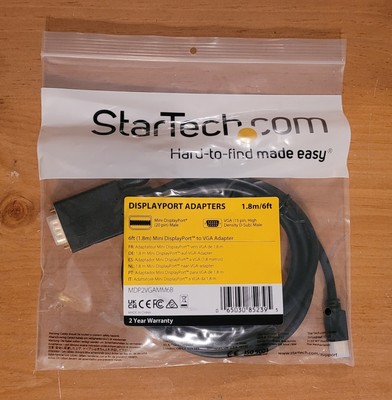 NEW SEALED StarTech 6ft  1.8m MINI DisplayPort to VGA ADAPTER  MDP2VGAMM6B 