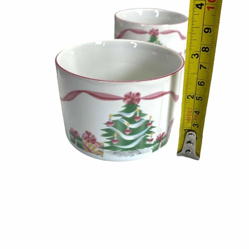 Sango Home For Christmas Tree Pink Ribbon Coffee Tea Cup & Saucer Set Vintage - Picture 6 of 7