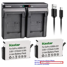 Kastar Battery Dual Slim Charger for GoPro Camera ASBBA-001 Fusion Battery