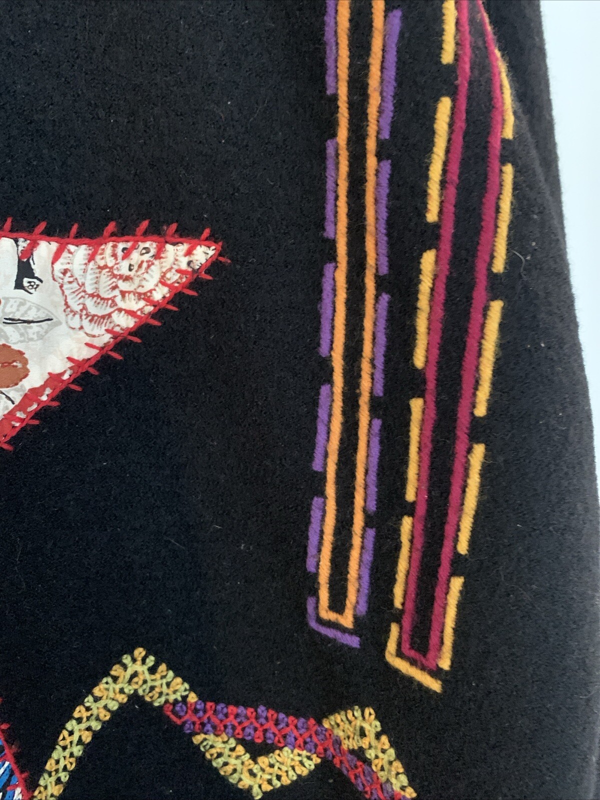 Chicos Design Wool Patchwork Embroidered Jacket S… - image 11