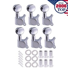 String Tuning Pegs Gear Electric Guitar Tuners 6 In Line Machine Heads Chrome