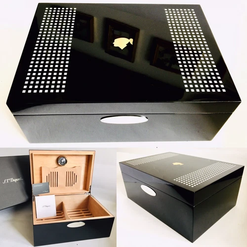 Hervorragender S.T. Dupont Spanisches Zedernklavier schwarz Zigarre Humidor (12""x9""x5"", 2,3 kg)