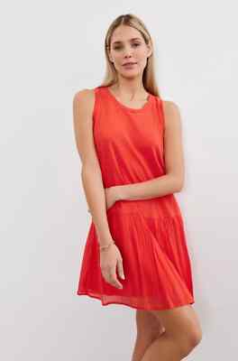 VELVET By Graham &Spencer Mina Cotton Slub Gauze Tiered Dress Vixen S $159 H7
