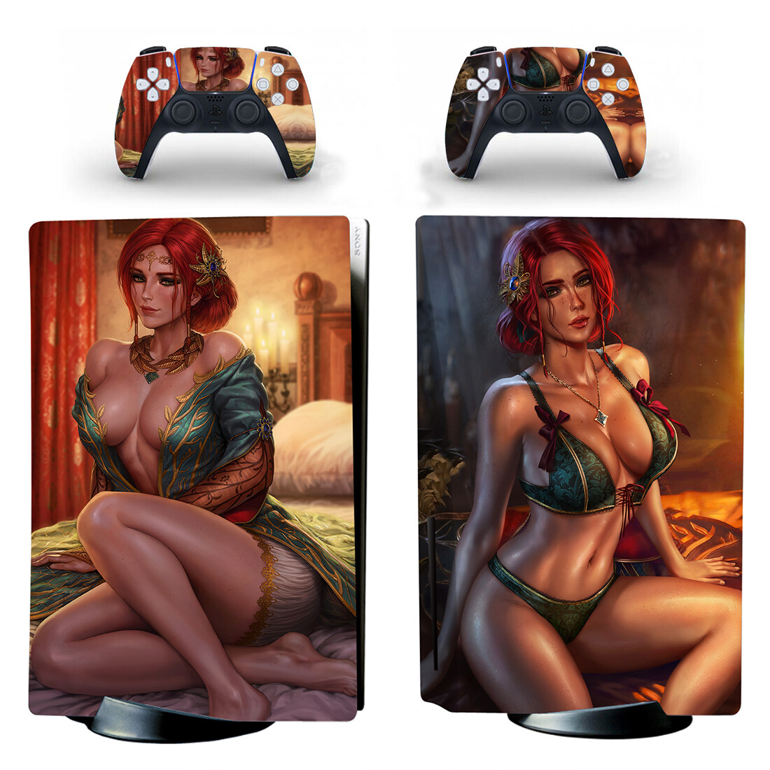 PS5 Standard Disc Digital Console Skins Decals Witcher Sexy Girl Lady Triss-image