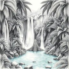 Digital Picture of Beautiful Waterfall printable file