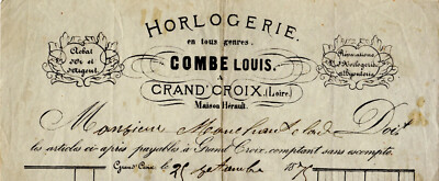 1875 Uhren COMBE La Grand-Croix (Loire) Alte Rechnung Mit Briefkopf HERAULT
