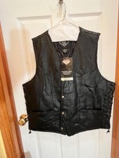 Genuine Leather Biker Vest Size 2XL Diamond Plate New with Tags
