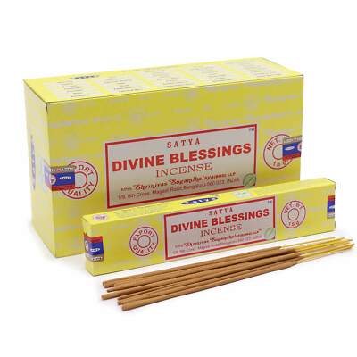 Satya Divine Blessings Incense Joss Sticks Pack of 12X15g Each 180 Contains