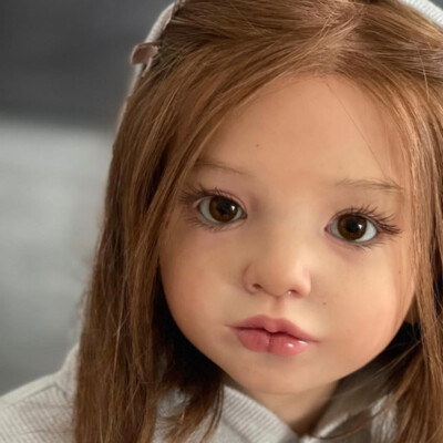 40in Reborn Baby Doll Painted DIY Kit Rooted Hair Toddler Girl w/Cloth Body Gift