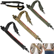 Tactical 2 Point Shotgun Sling Strap with 15 Shell Ammo Holder Bandolier 12 20GA