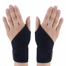 Sports Wrist Brace Wrap Adjustable Support Finger Pain Relief Gym Gloves Black