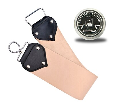 #ad Leather STROP 3” Wide For Barber RAZOR Sharpening Shave Knife With Leather Balm $39.99