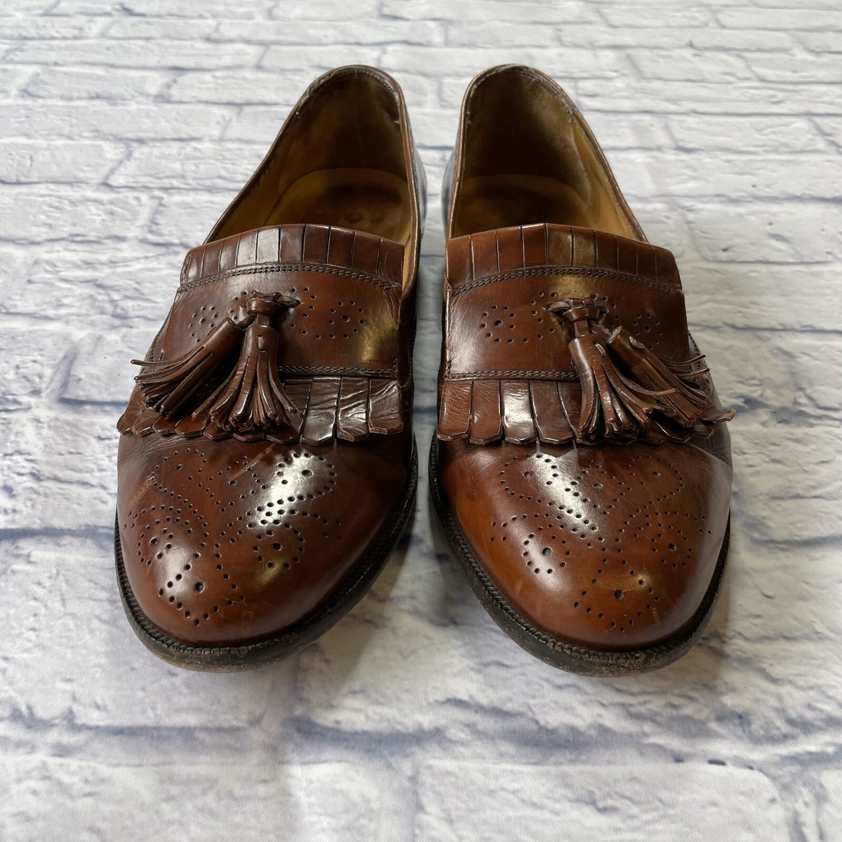 Bragano By Cole Haan Tassel Loafers Men Brown Woven Leather Italy Size 9 N Cole Haan Bragano - Etsy main image 3