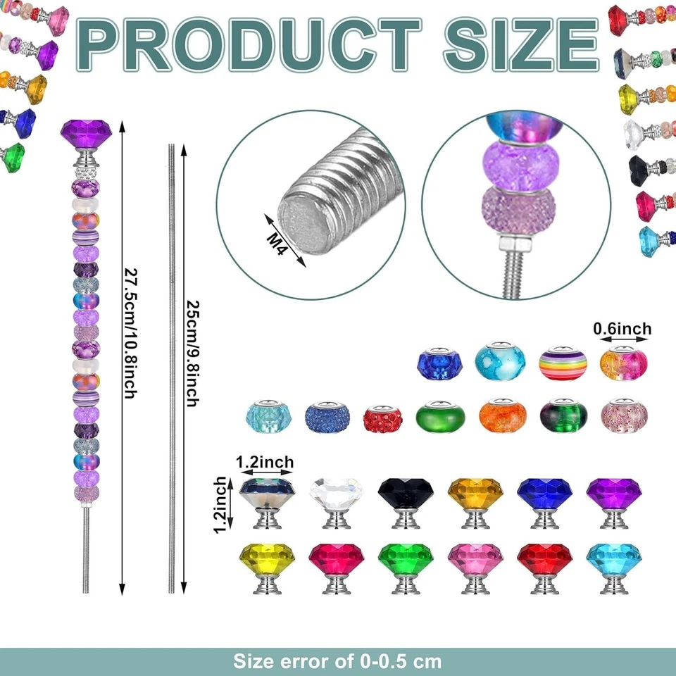 Juego de estacas de jardín clásico de 236 piezas: tapas de cristal coloridas y cuentas personalizadas Foto 4 de 4