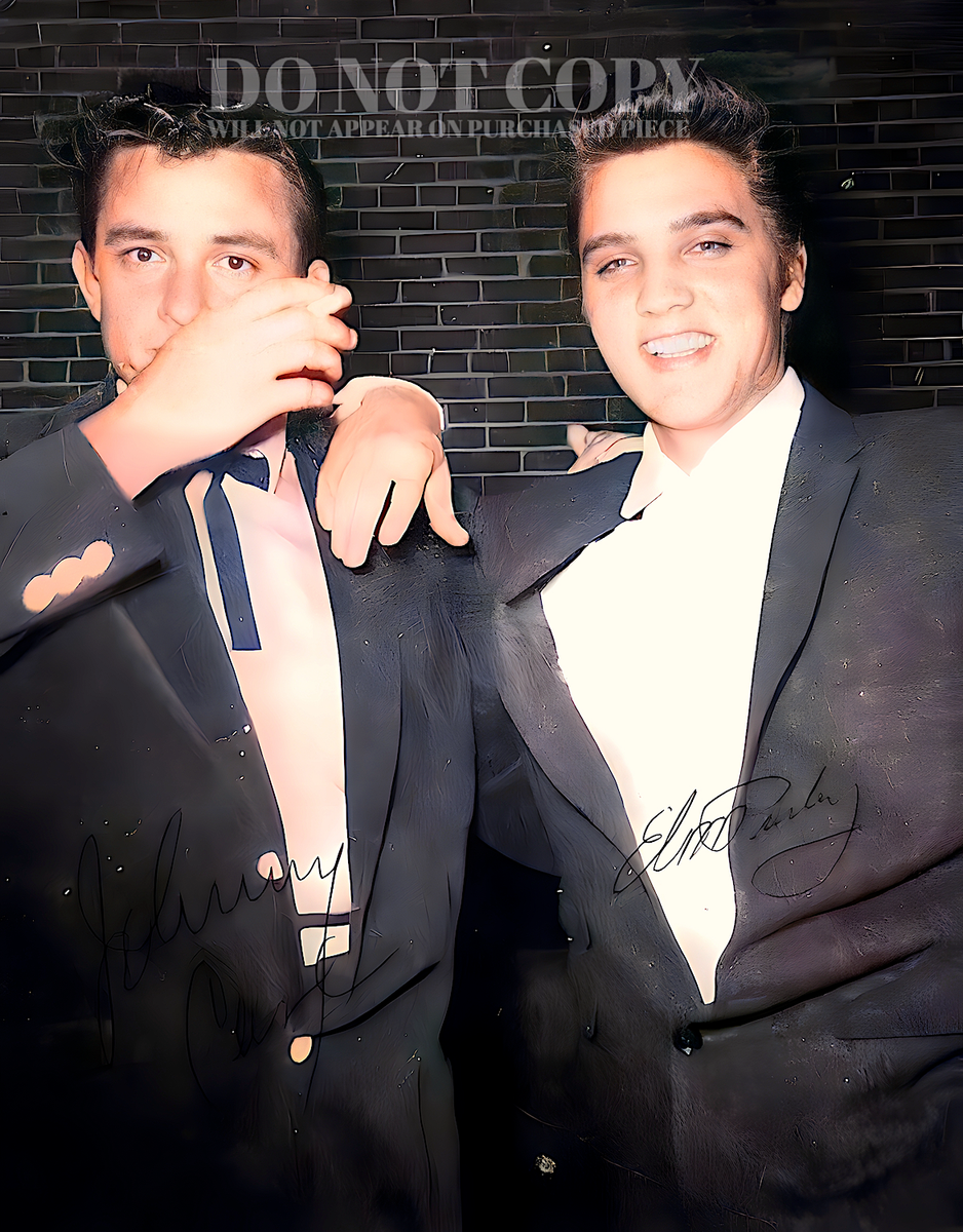 Elvis Presley and Johnny Cash Photograph 8 X 10 - Rare 1950s