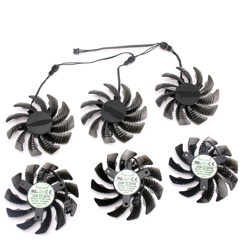 Ventilador de refrigeración de tarjeta gráfica 75 mm PLD08010S12H T128010SM para GIGABYTE GTX970 3 pines Foto 2 de 2