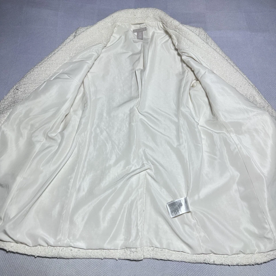 Блейзер женский H&M цвета слоновой кости белый букл текстурированное плетение золотая кнопка размер маленький - Изображение 4 из 4