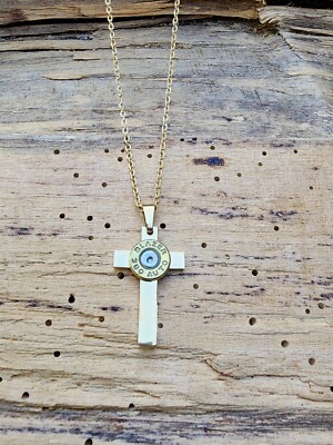 Small Gold Stainless Steel Cross Bullet Optional Glass 