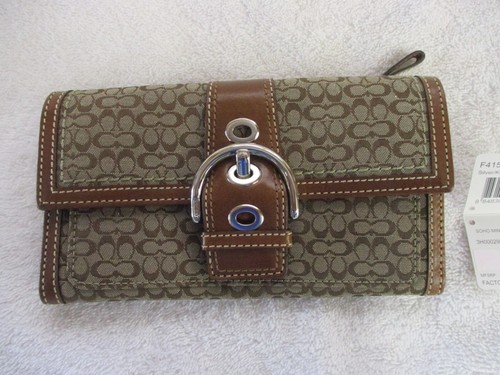 COACH SOHO Mini Signature Slim Wallet Silver/Khaki/Toffee F41516 NWT - Picture 2 of 7