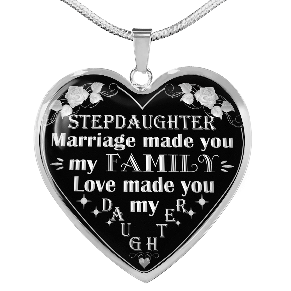 To My Stepdaughter Necklace Heart Pendant Gifts From Step Mom Dad