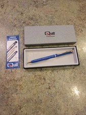 RARE Vintage Quill Ball Point Pen MICKEY DISNEY Beautiful BLUE w Box & Paper